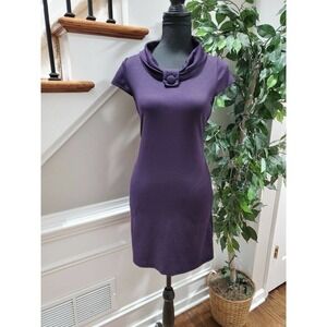 Alyn Paige Womens Purple Polyester Cowl Neck Cap Sleeve Knee Length Dress Size M